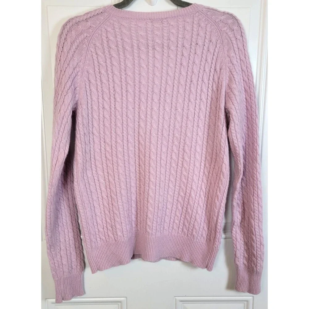 Ann Taylor Cashmere Cable Knit V-Neck Sweater M